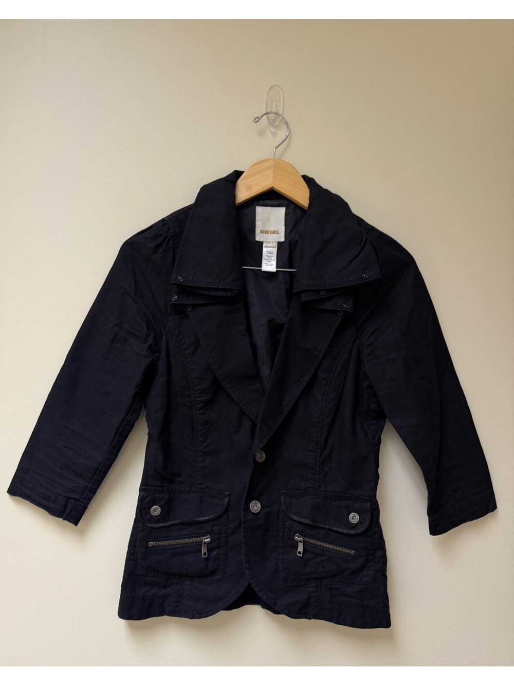 Diesel Vintage Y2K Hemp Cotton Military Deconstructed Blazer Jacket⚫️